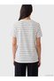 LCW EVERYDAY Ecru Striped Standard & Regular Short-Sleeve Women's T-Shirt, with the ALITA CITY Touch - 4