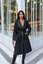 Women's Long Leather Belted Trench Coat