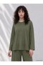 LCW Petite Jersey Khaki Solid Loose & Oversized Long-Sleeve Women's T-Shirt, Featuring the ALITA CITY Touch