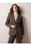 LCW STUDIO Brown Polyviscose Plaid Standard & Regular Women's Blazer Jacket, Featuring the ALITA CITY Touch