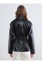 LCW Modest Black Faux Leather Straight-Cut, Loose & Oversized Women's Leather-Look Jacket—The ALITA CITY Difference - 4