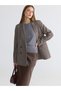 LCW STUDIO Beige Armure Fabric-Patterned Standard & Regular Women's Blazer Jacket, Featuring the ALITA CITY Touch