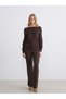 LCW Vision Brown Straight-Leg & Slim-Fit Flared Women's Pants, Featuring the ALITA CITY Touch