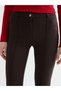 LCWAIKIKI Classic Brown Ponte narrow leg & slim-fit women's pants, featuring the ALITA CITY touch - 3