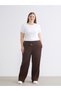 LCW Vision Brown Solid Loose & Baggy Wide-Leg Women's Pants, Featuring the ALITA CITY Touch