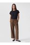 LCW EVERYDAY Khaki Solid Standard & Regular Wide-Leg Women's Pants, with the ALITA CITY Touch