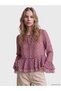 Trendy Picks from Kübra Butik: Tie-Detail, Collared, Checked, Embroidered, Ruffled Chiffon Blouse - 2