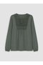 Trendy Picks from Kübra Butik: Tie-Detail Collar, Embroidered, Ruched Blouse - 6