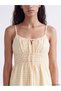 Quality Pieces from Çelebi Store: Checkered Embroidered Rope Strap Waist-Sitting Dress - 3