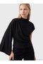 LCW Vision Black Ribbed Knit Sleeveless Women's Blouse with a Mock Neck, Featuring Gencc Quality