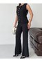 Women's Gold-Buttoned Vest Set and Pants Set with Slits at the Hem—Stylish Two-Piece Set - 8