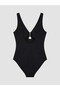 Alita City Farkıyla Soulife Black Plain Women's Swimsuit - 4