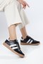Full-Length Molded Thermal Sole Black, White, and Beige Women's Sneakers with Side Stripes—Suitable for Everyday Use, Lace-Up - 5