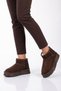 Women's Coffee-Colored Suede-Fur-Trimmed Heat-Retaining Sneaker Boots 696082 - 3