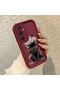 Samsung Galaxy A24-Compatible Phone Case with Black Cat and Flower Print, Shock-Resistant - 2
