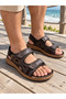 Men's Brown Orthopedic Sole Velcro Sandals - 2