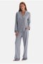 Women's Gray Pajama Set with Geometric Patterned Design, 50% Modal, 50% Cotton