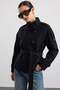 Oversized Short Coat with Mock Neck and Epaulet Detail, BLACK 3205