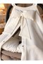 4-Layer Muslin Stroller Cover and Stroller Cushion 2-Piece Set 110x88 cm | Ecru Baby Carrier Set with Large Bow Detail and Ruffled Design - 3