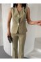 Women's Biscuit-Buttoned Vest and Pants Set—2-Piece Stylish Set, Modern Design - 8