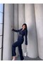 Women's Short Jacket and Pants Set with Snap-Fastened Belt—Stylish, Modern Two-Piece Set - 4