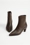 Romina Women's Coffee-Colored Genuine Leather Boots with 5 cm Heels - 3