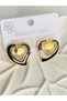 STEEL EARRINGS—HEART-SHAPED, BLACK WITH GOLD DETAILS - 6