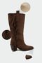 Dietra Tasseled Fringe-Detail Square-Toe Boots with Thick Heel - 3