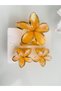 HAIR CLIP - SET OF 3 ORANGE LOTUS-PRINT HAIR CLIPS (1 PIECE 8 CM, 2 PIECES 4 CM) - 5