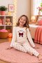 Cotton Soft-Touch Patterned Fabric Round-Neck Long-Sleeve Women's Pajama Set - 3