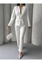 Women's Short Jacket and Pants Set with Snap-Fastened Belt—Stylish, Modern Two-Piece Set - 6
