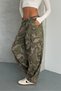 Women's Camouflage Print Cargo Pocket Balloon Pants, 100% Cotton - 6