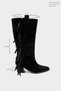 Dietra Tasseled Fringe-Detail Square-Toe Boots with Thick Heel - 3