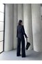 Women's Gold-Buttoned Belted Jacket and Pants Set with Pocket Detail—Stylish Two-Piece Set - 2
