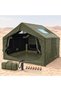 Auto Family 7.5m² Inflatable Camping Tent 6-7 People, 210D Coated Oxford Fabric Air Tent with Hand Pump, Family Outdoor Shelter with Mesh Ventilation Windows and Chimney Opening