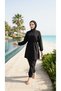 Adjustable-Waist, Elastic-Waisted, Water-Repellent Fabric, 3-Piece Fully Covering Modest Swimwear Hijab Burkini