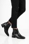 Women's High-Heeled Zip-Up Boots 458364 Black Leather - 3