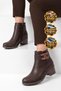 Women's Heeled Zip-Up Boots 517078 Coffee Emerald - 3