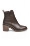 Women's Thick Heel Zip-Up Boots 224574 Brown-Leather - 2