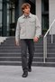 Men's Gray Jacket with Double Chest Pockets, Made of Thick Fabric - 6