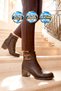 Women's Heeled Zip-Up Boots 517078 Coffee Emerald