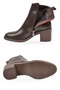 Women's Thick Heel Zip-Up Boots 224574 Brown-Leather - 5
