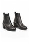 Women's Thick Heel Zip-Up Boots, 224574, Black Leather - 4
