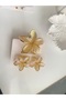 HAIR CLIP - 3-PIECE SET: LOTUS FLOWER-PRINTED HAIR CLIPS (1 PIECE 8 CM, 2 PIECES 4 CM) - 3