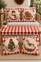 New Year's Snowman and Christmas Tree Patterned 4-Piece Cushion Cover and Table Runner Set – 43x43 cm, 40x140 cm, Reversible, Invisible Zipper - 2