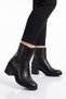 Women's Thick Heel Zip-Up Boots, 224572, Black Leather - 3