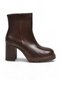 Women's Thick Heel Zip-Up Boots 459205 Coffee-Brown - 2