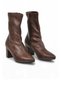 Women's Mid-Heel Zip-Up Boots 291245 Coffee-Leather - 4