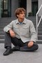 Men's Gray Jacket with Double Chest Pockets, Made of Thick Fabric - 3