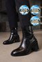 Women's Thick Heel Zip-Up Boots, 655624, Black Crocodile Print